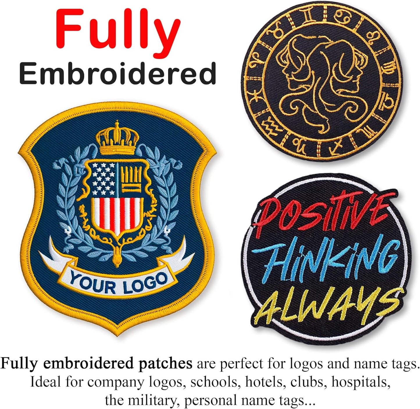 Custom Embroidered Patch – Personalized Logo, Image, or Text, Iron-On/Sew-On Hook & Loop for Backpacks, Clothing, Hats