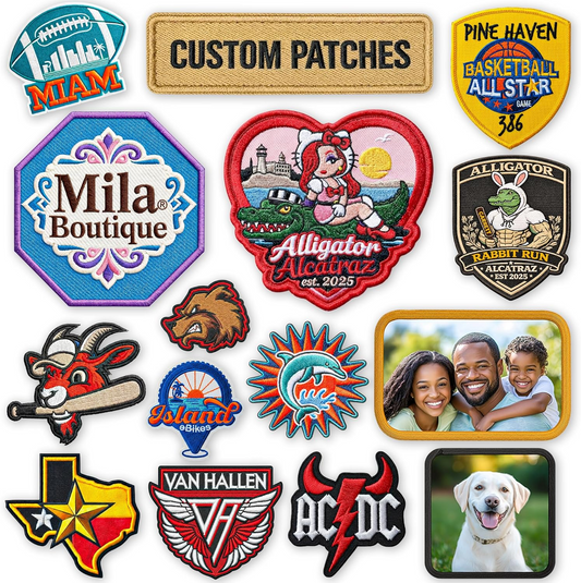 Customized Embroidered Logo & Image Patches – Iron-On/Sew-On Hook & Loop, Personalized Name & Text Patch