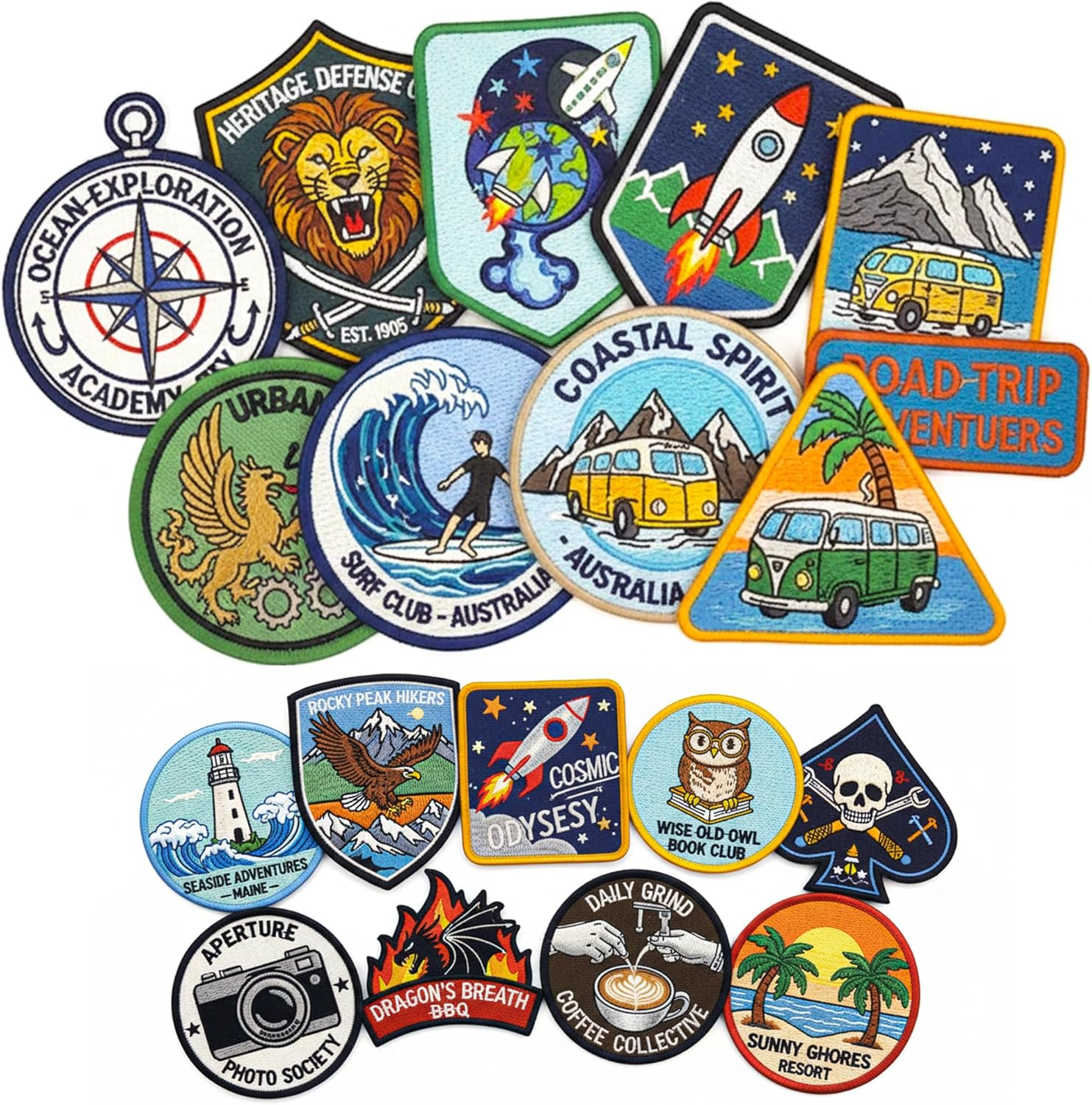Customized Embroidered Logo & Image Patches – Iron-On/Sew-On Hook & Loop, Personalized Name & Text Patch