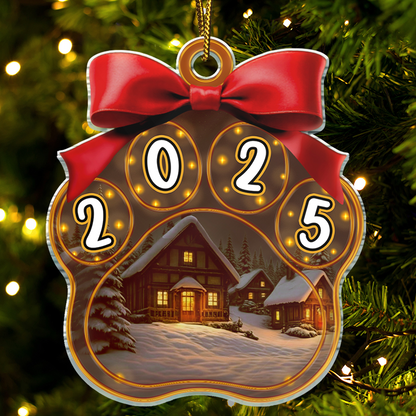Custom Acrylic Dog Ornament – Sleeping Dogs on Pawprint Shape, Personalized Christmas Pet Gift Ornament
