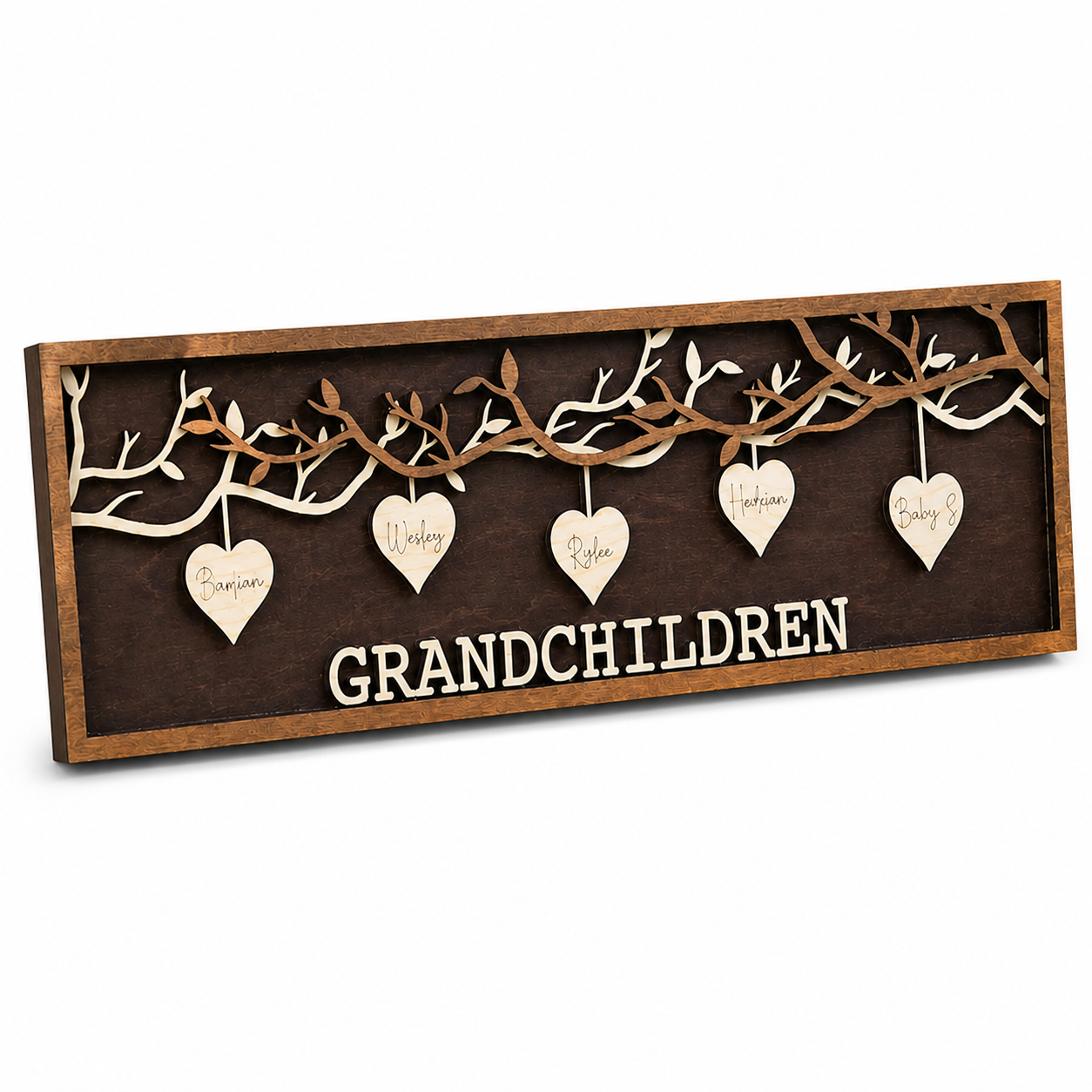 Personalized Grandchildren Wooden Sign, Custom Names Family Tree Decor, Unique Gift for Grandma Grandpa