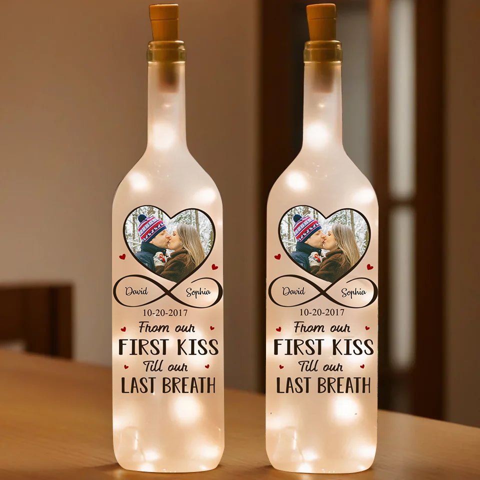 Custom Photo Every Moment Spent With You Is A Treasure Quote, Bottle Lamp Personalized Anniversary Gift for Husband Wife Bottle Lamp