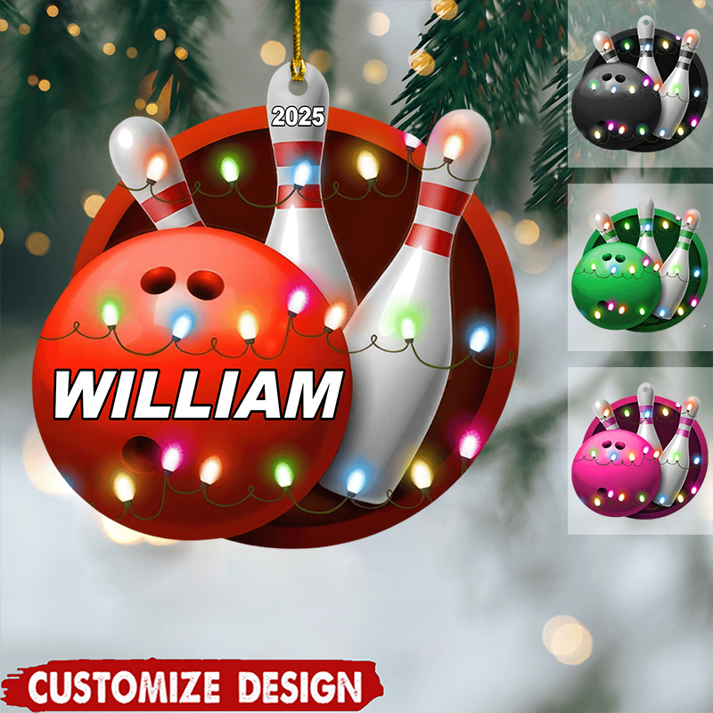 Personalized Bowling Ball Ornament 2025, Custom Name Acrylic Sports Decoration, Unique Christmas Gift For Bowling Lovers Ornament