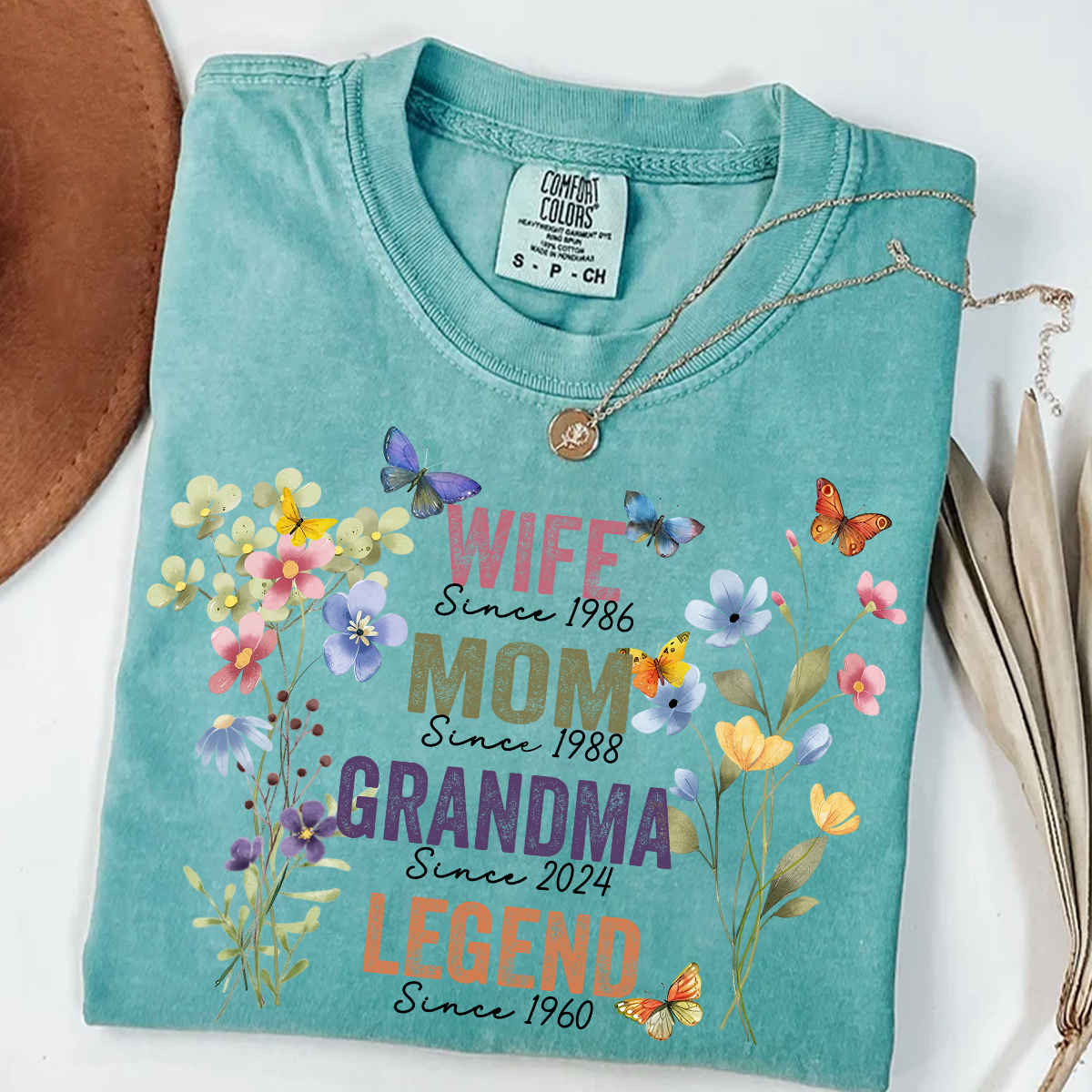 Personalized Wife Mom Grandma Legend Shirt – Custom Years Floral Butterfly Design Gift for Her