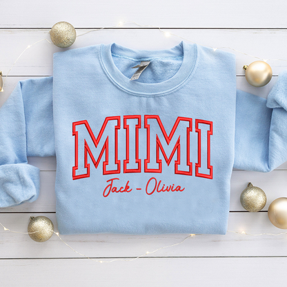 Custom Embroidered Nana With Grandkids Name on Sleeve Sweatshirt, Personalized Grandma Sweatshirt, Mothers Day Gift for Mom Grandma Mimi Nana Gigi Gaga