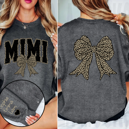 Mimi Leopard Bow Black And Grandkids Sweatshirt