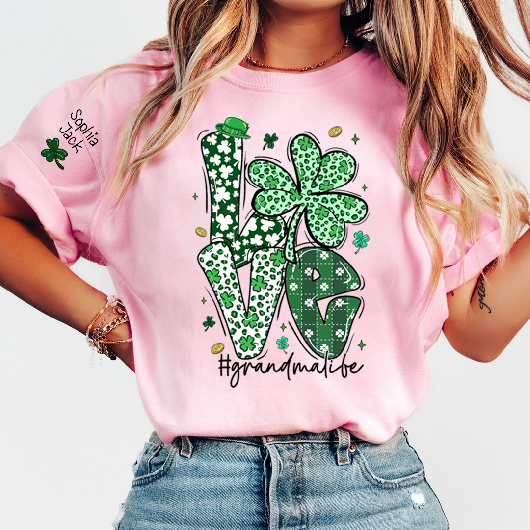 Love Grandma Life St. Patrick's Day t-shirt, I Love Being Called Nana family style spring t-shirt