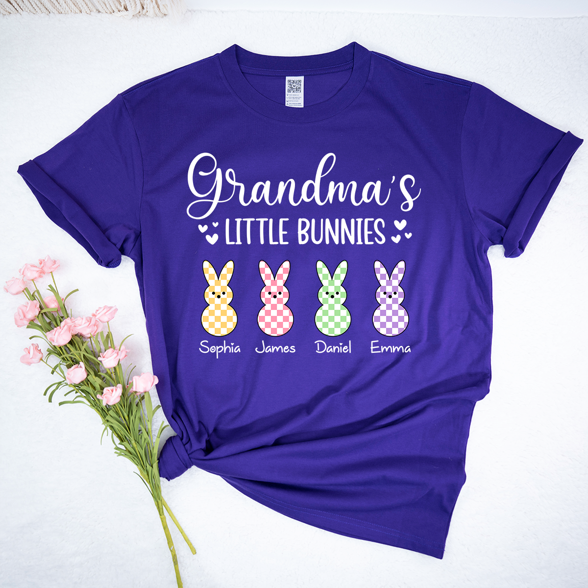 Personalized Grandma Little Bunnies Shirt, Custom Names Grandma T Shirt with Grandkids, Easter Family Outfit