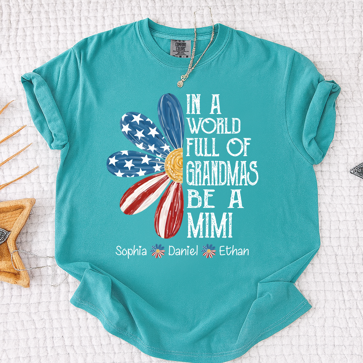 Comfort Colors In a World Full of Grandmas Be a Mimi Shirt, Custom Family T Shirt with Kids Names, Great for Mother's Day and Patriotic Events