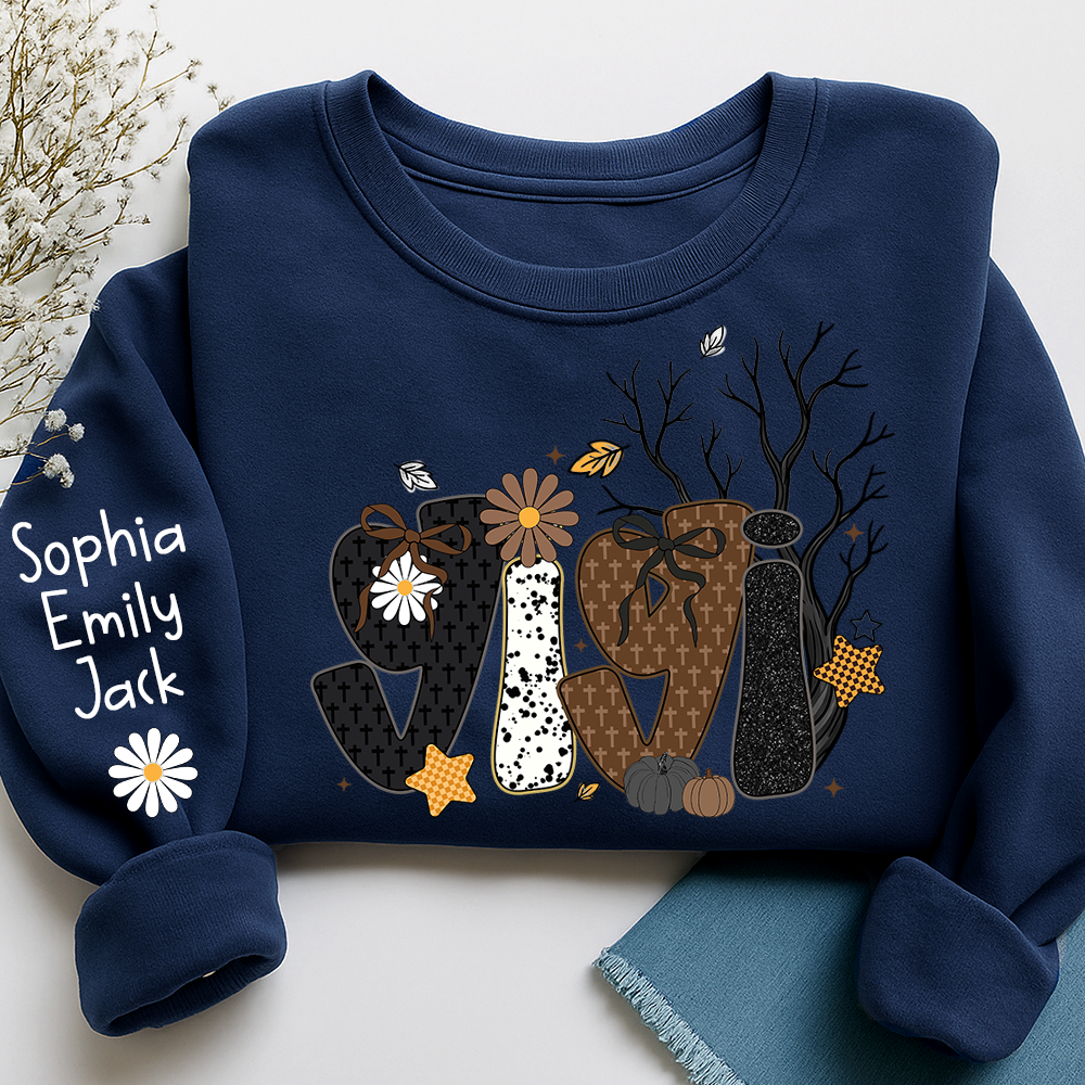 Personalized Grandma, Prayer Sweatshirt, Custom Gigi Nickname with Kids