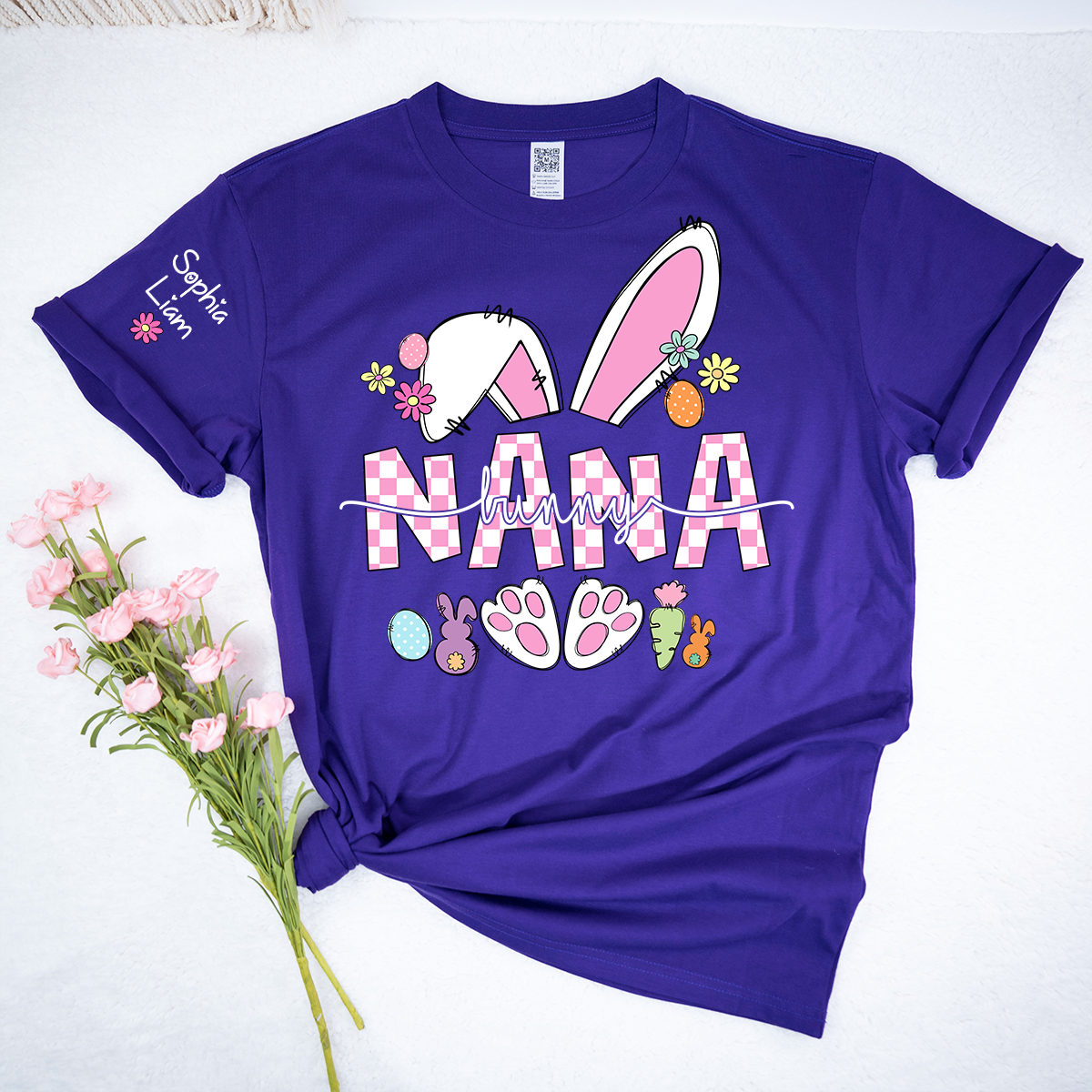 Personalized Nana Easter Shirt with Bunny, Custom Name Grandma T Shirt, Cute Spring Family Gift
