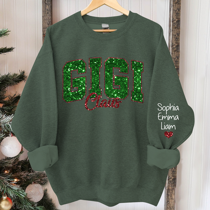 Custom Gigi Claus Green Christmas And Kids Sweatshirt
