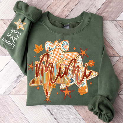 Cute Nana Star Bow Shirt, Personalized Grandma Graphic Tee, Fall Autumn T Shirt, Meaningful Gift from Grandkids