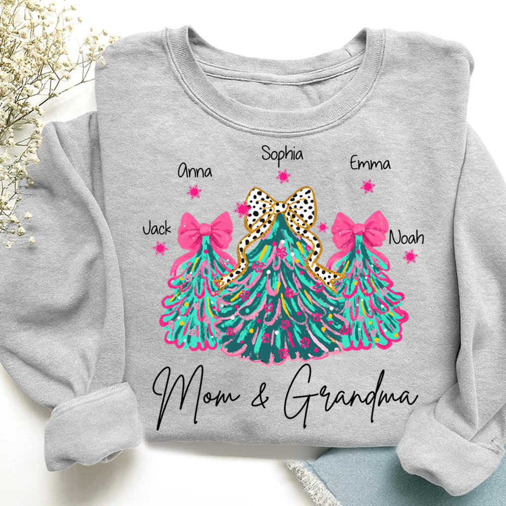 Personalized Mom & Grandma Tree Christmas Sweatshirt, Customized Gifts for Grandma and Kids