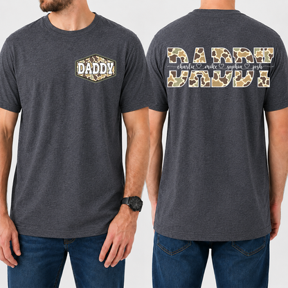 Daddy Camo Personalized T-Shirt – Custom Names Gift for Dad Daddy Papa