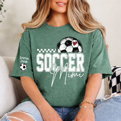 Soccer Mimi Shirt Personalized with Grandkids Names, Soccer Ball Graphic Family T Shirt