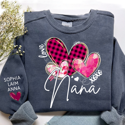 Customized Valentine Pink Xoxo Valentine Design, Personalized Nana with Kids Name