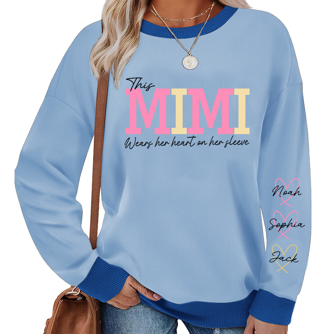 Sweatshirt Mix This Mimi Wears Her Heart On Her Sleeve, A Gift For A Loved One  Sweatshirt MIX