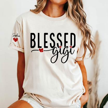 Personalized Blessed Gigi TShirt, Custom Name Tee For Grandma And Kids