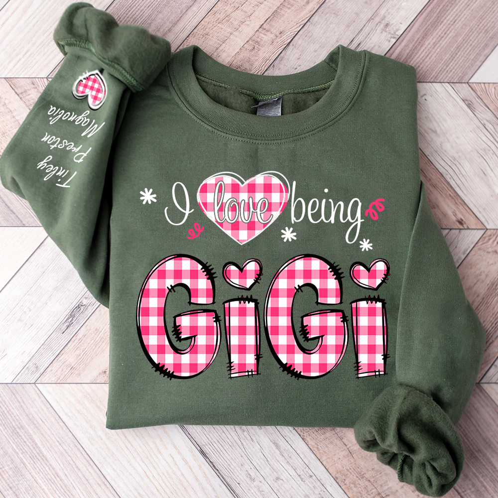 Personalized Grandma Valentine Sweatshirt, Custom Name Family Shirt, I Love Being Gigi Design