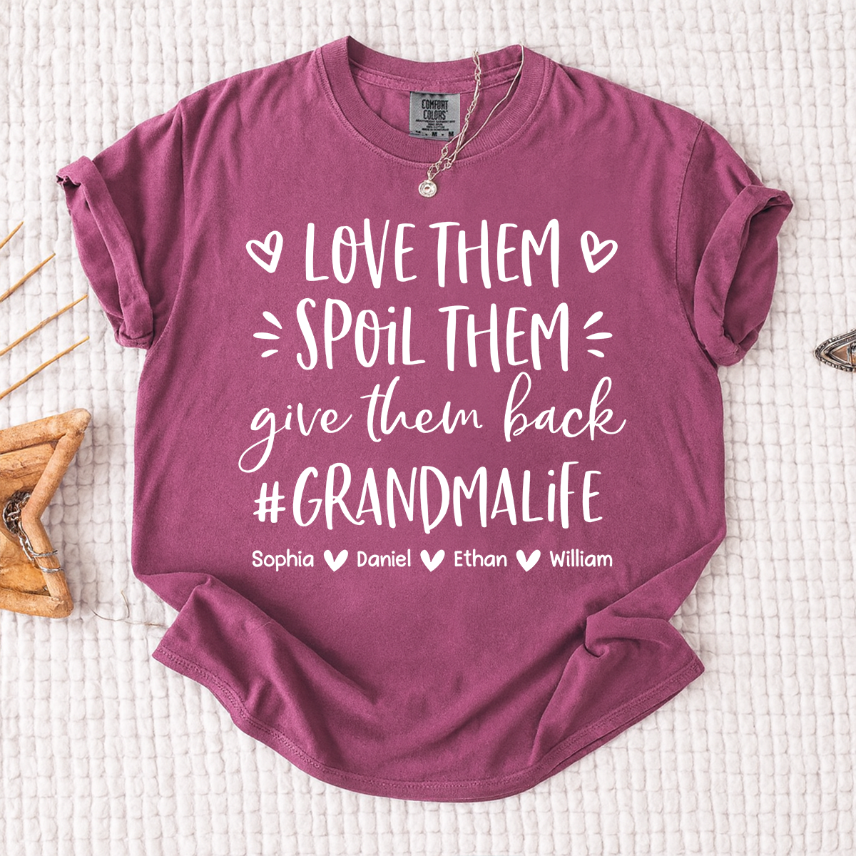 Comfort Colors Grandma Life Shirt Funny Grandma Tee, Personalized with Grandkids Names, Love Them Spoil Them Give Them Back Quote