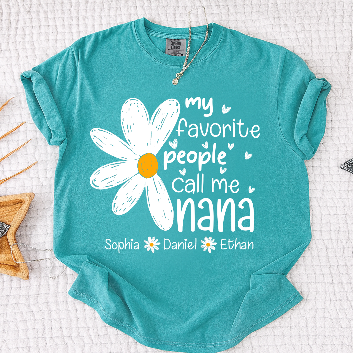 Comfort Colors® My Favorite People Call Me Nana Daisy T-shirt Grandma Gift with Kids' Names