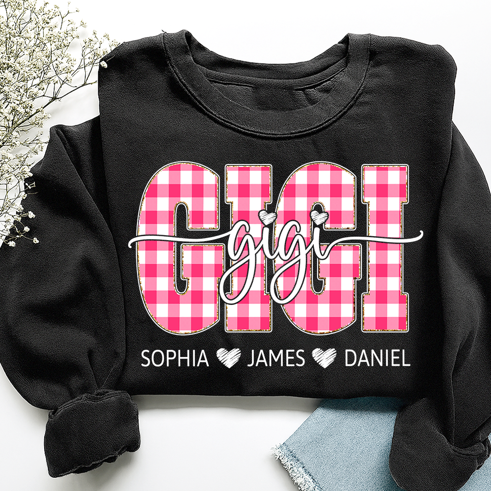 Personalized Gigi Sweatshirt with Grandkids Names, Custom Grandma Crewneck, Gigi Valentine Family Gift