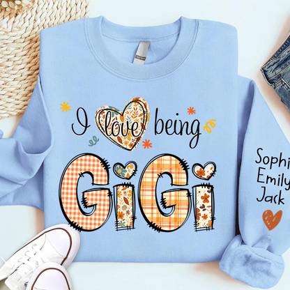 Personalized Autumn I Love Being Sweatshirt for Grandma And Kids