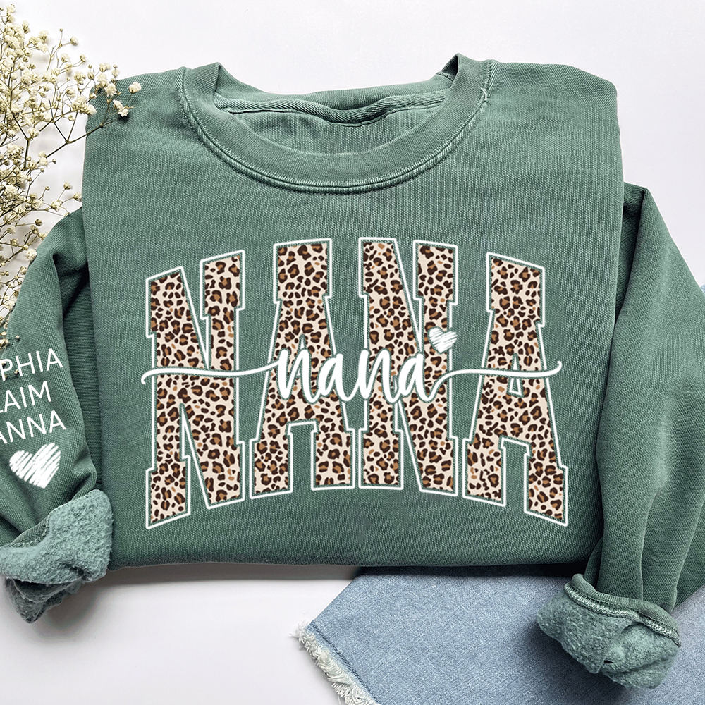 Retro Varsity Nana Leopard Print, For Gift Grandma And Kids