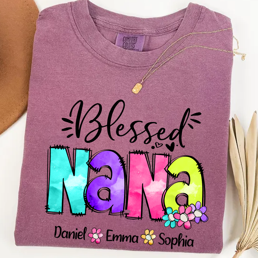 Comfort Colors® Blessed Nana Watercolor T-Shirt, Gift For Grandma T-Shirt