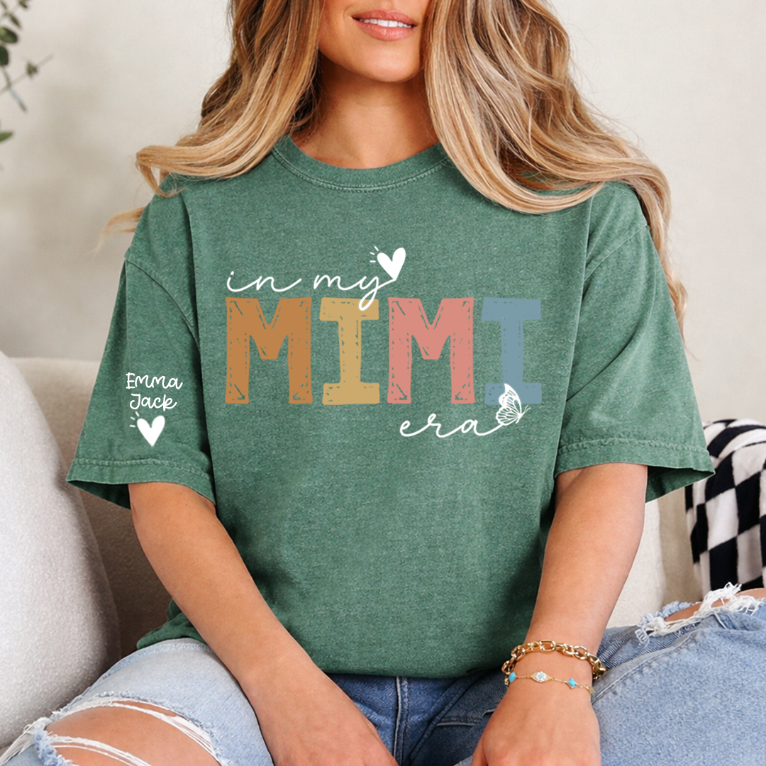 Cute Mimi Grandma T-Shirt, In My Mimi Era Stylish Pastel Graphic Tee For Gift Grandma and Kids