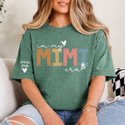 Cute Mimi Grandma T-Shirt, In My Mimi Era Stylish Pastel Graphic Tee For Gift Grandma and Kids