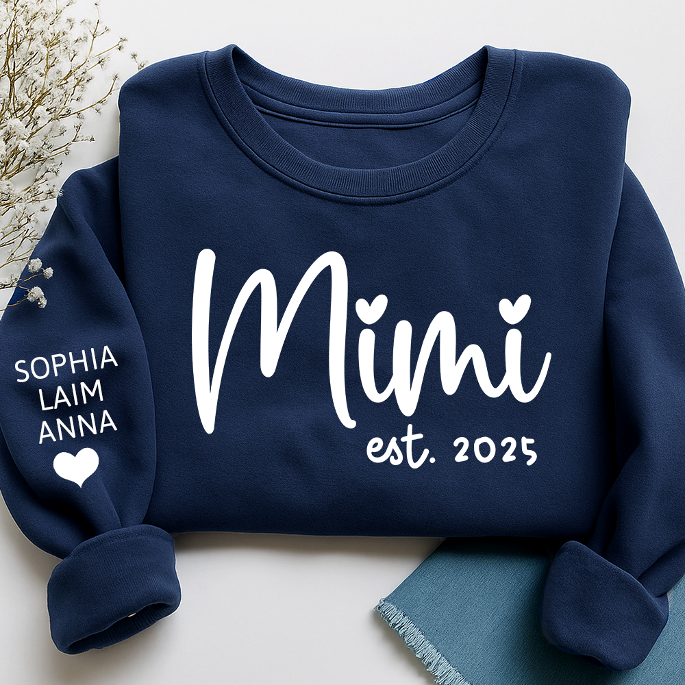 Personalized Mimi Sweatshirt, Custom Est. 2025 Grandma Gift with Kids’ Names