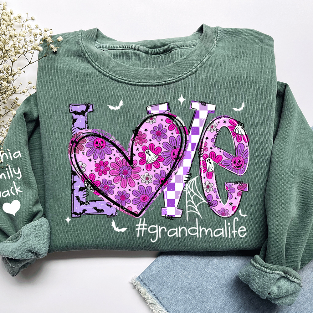Naughty Halloween Flowers, Personalized Grandma Love Life Pumpkin and Kids