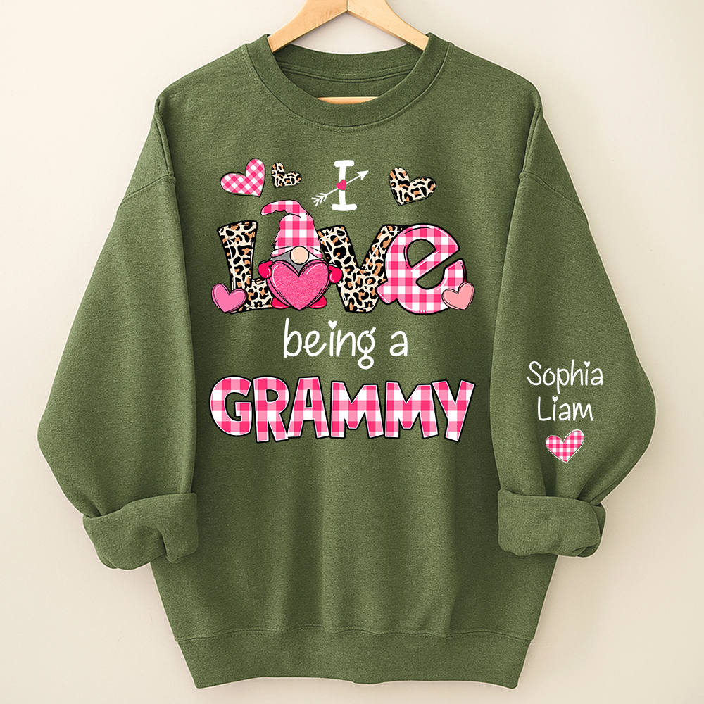 Personalized I Love Being a Grammy Sweatshirt with Children Names, Valentine Inspired Family Clothing