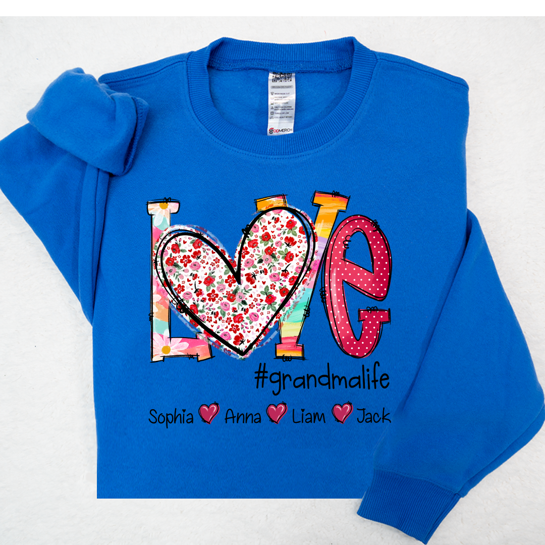 Valentine Heart Custom Name Grandma And Kids LTP01