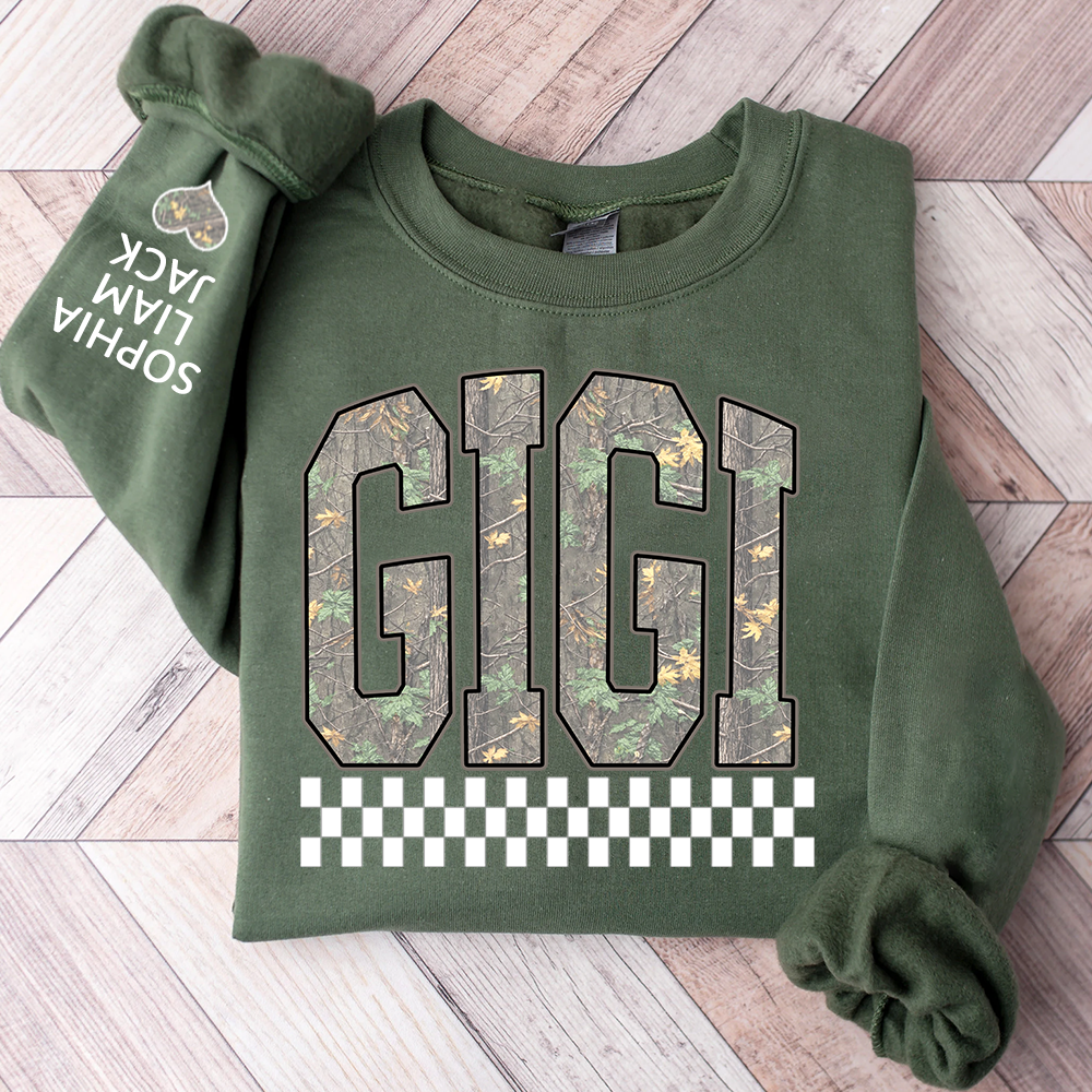 Personalized Gigi Sweatshirt, Modern Block Letter Grandma Crewneck