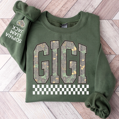 Personalized Gigi Sweatshirt, Modern Block Letter Grandma Crewneck