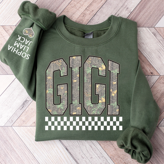 Personalized Gigi Sweatshirt, Modern Block Letter Grandma Crewneck