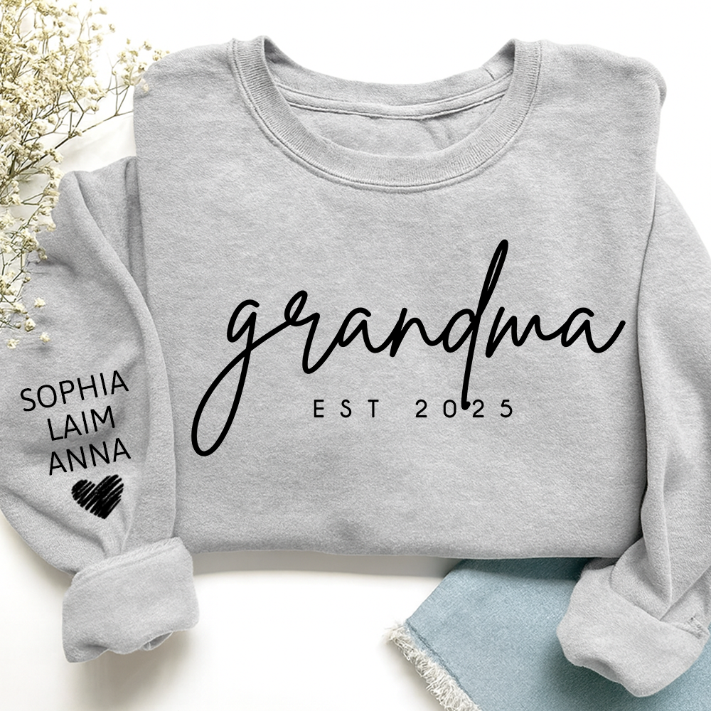 Personalized Grandma Est Sweatshirt, Gifts for Grandma, Custom Grandma and Grandchild Names