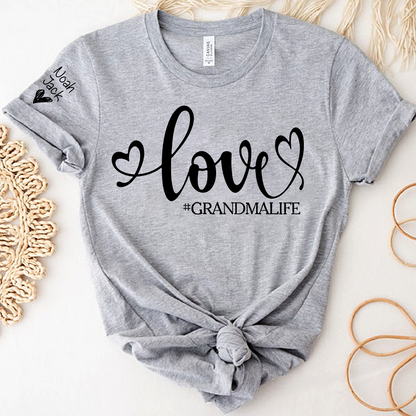 Love Grandma Life T-Shirt, Personalized Grandma Tee with Custom Names
