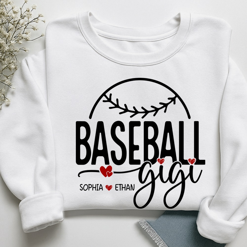 Personalized Baseball Gigi Sweatshirt, Custom Gift For Grandma And Kids