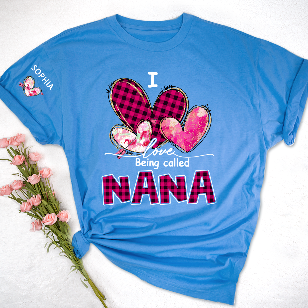 I Love Being Called Mimi Pink Tone Design, Grandma Tshirt Personalized with Kids Name