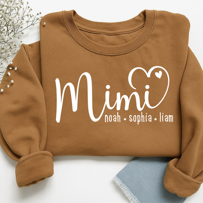 Personalized Mimi Sweatshirt, Custom Name Est. 2025 Grandma Holiday Gift