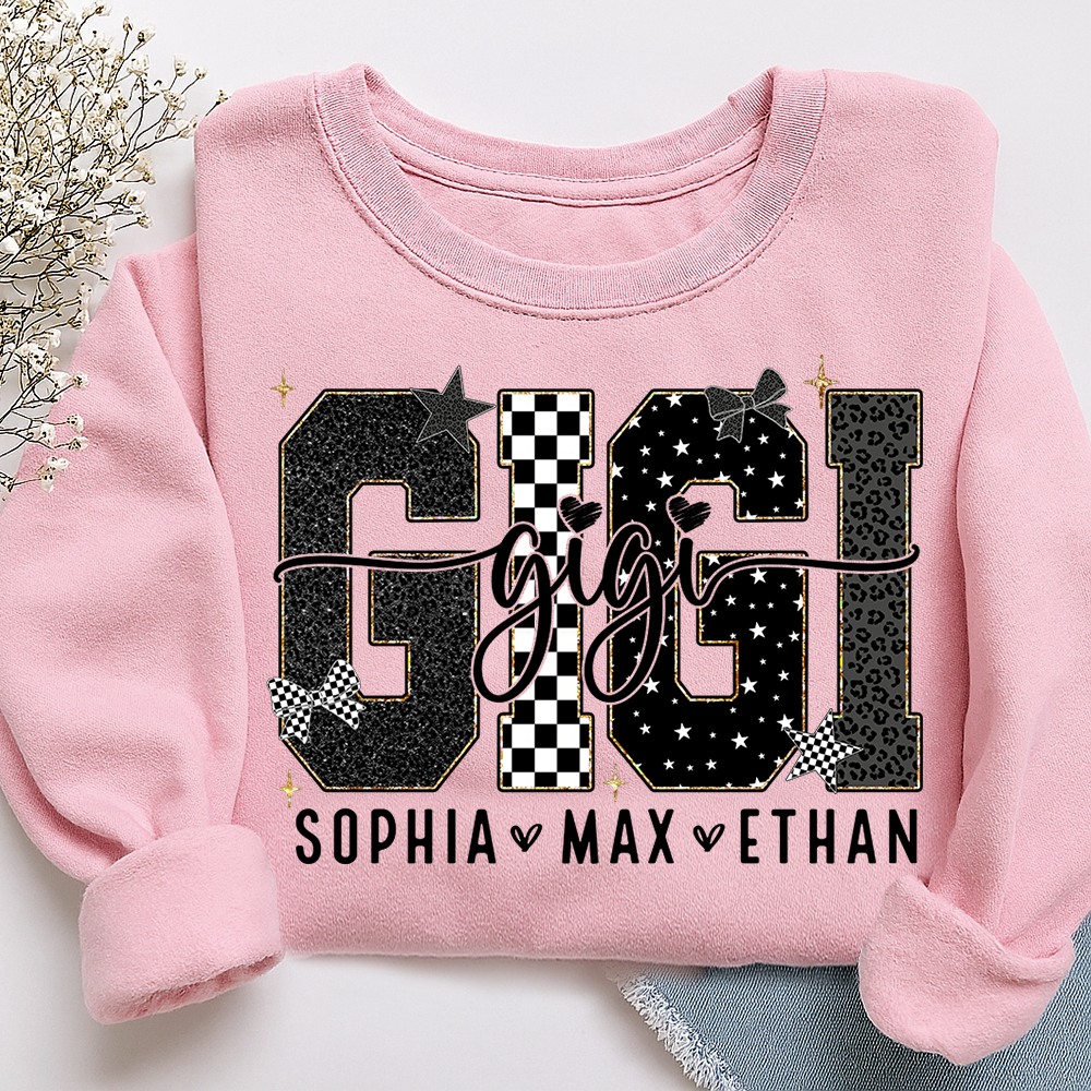 Gigi Style Star Plaid Design, Custom Gifts for Grandma and Grandchild
