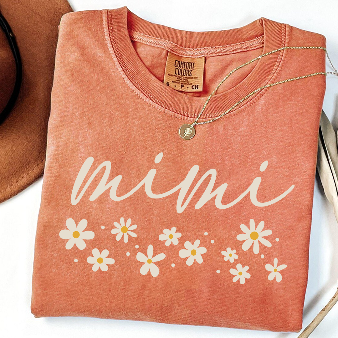 Comfort Colors® Floral Daisy T-Shirt, Custom Nicknames for Mimi And Kids