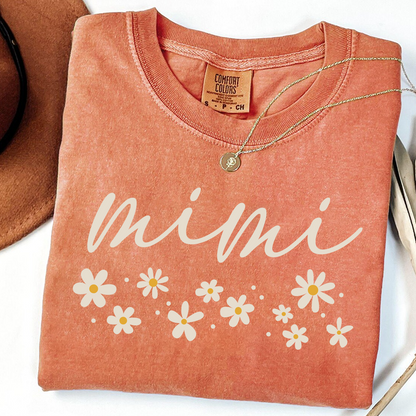 Comfort Colors® Floral Daisy T-Shirt, Custom Nicknames for Mimi And Kids