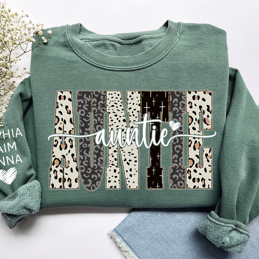 Custom Bible Style Auntie Sweatshirt – Personalized Gift for Mom, Mama, or Grandma with Grandkids’ Names