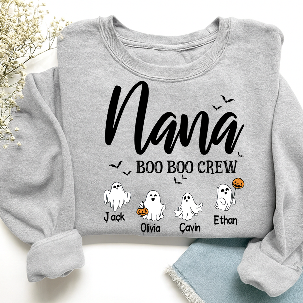 Custom Halloween Grandma, Nana Boo Crew Sweatshirt, Custom Gifts for Gigi and Kids