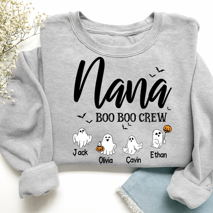 Custom Halloween Grandma, Nana Boo Crew Sweatshirt, Custom Gifts for Gigi and Kids